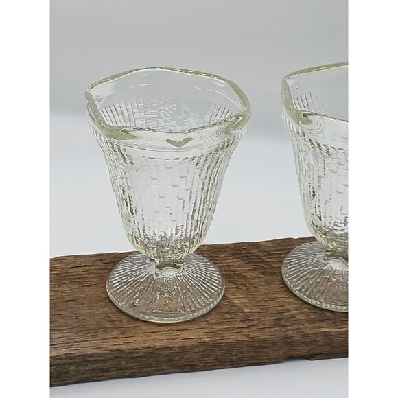Vintage Set of 2 Jeannette Finlandia Bark Icicle Ice Cream Parfait Goblet Glass - Picture 2 of 6